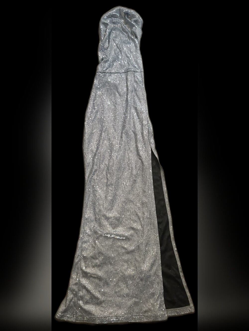 #KC124 Silver Sparkle Side-Slit Maxi Skirt